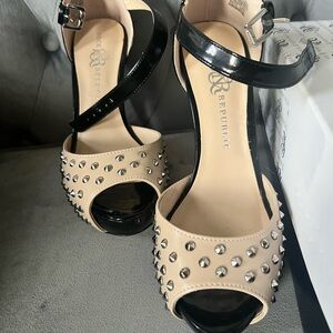 Black and Cream Studded Heels
